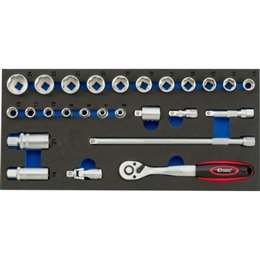 Socket set, 1/3 tool carriers module, 26-piece 3/8 "